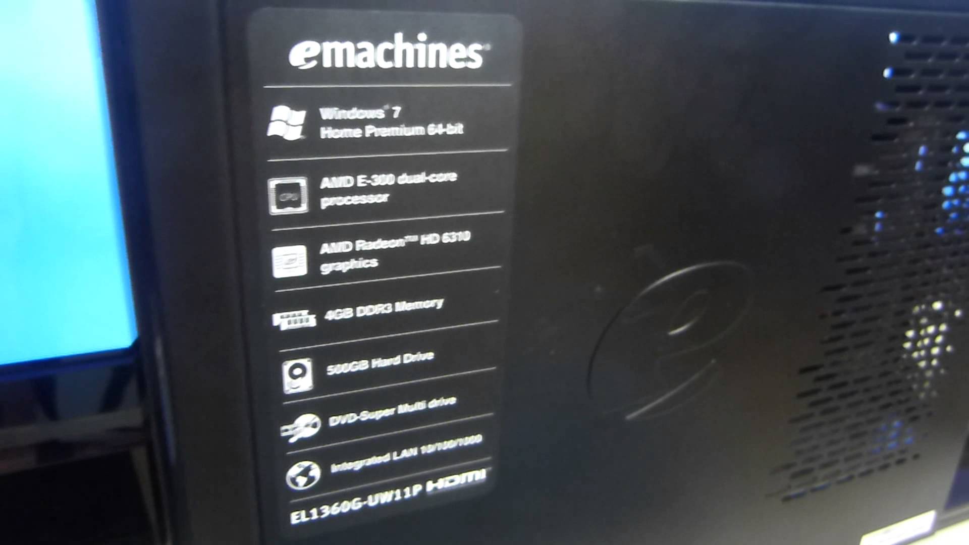 EMachines EL1360G AMD E 300 1.30GHz 4GB 500GB - YouTube