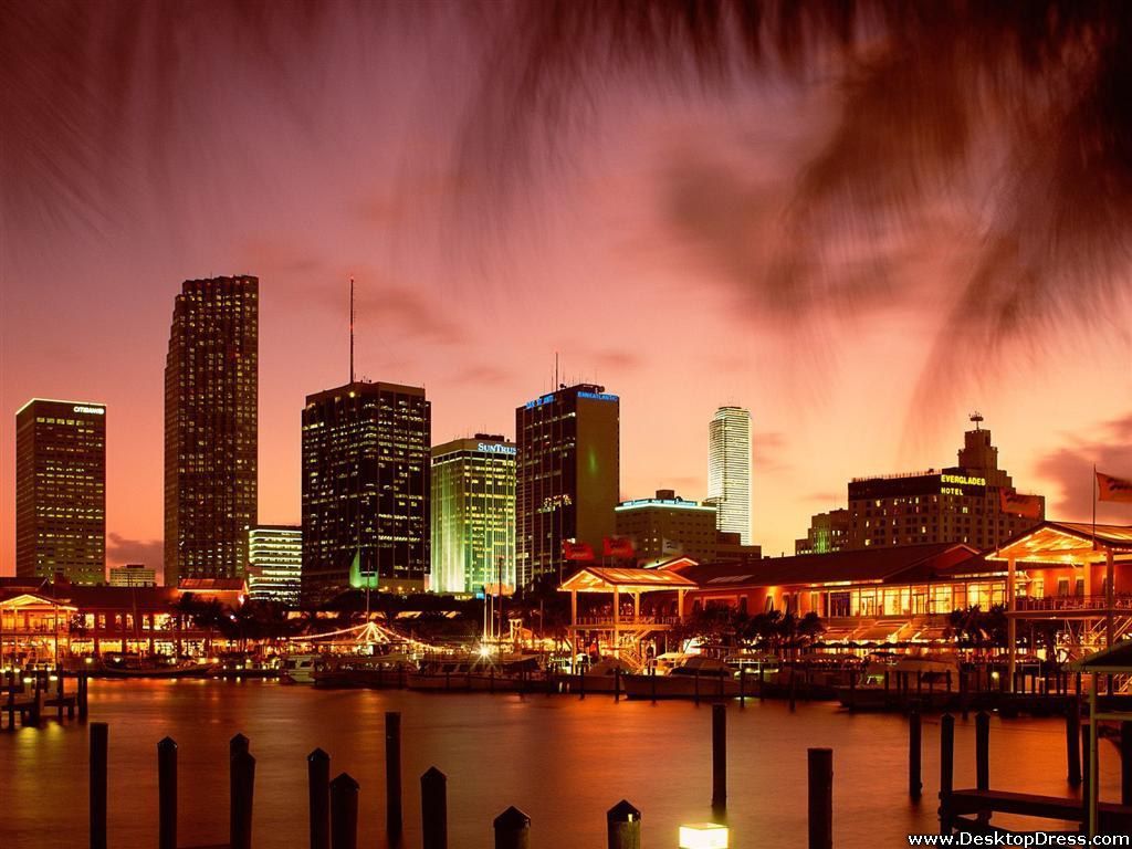 Desktop Wallpapers » Other Backgrounds » Miami Bay at Dusk ...