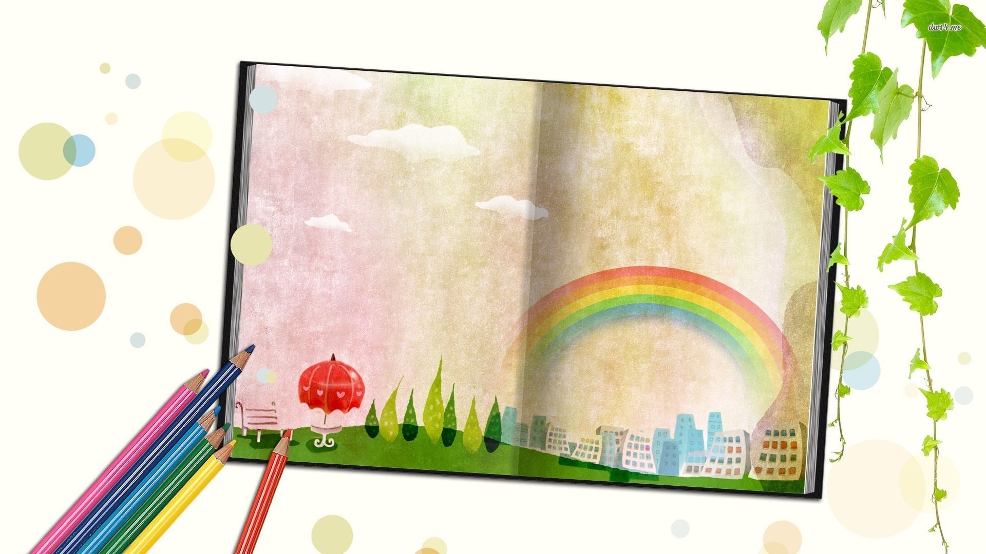 Rainbow drawn in a notebook wallpaper - Artistic wallpapers -