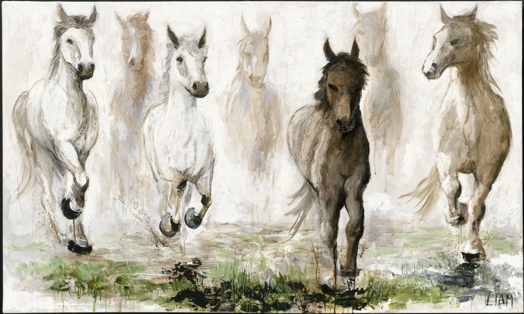 IMAGE seven white horses painting