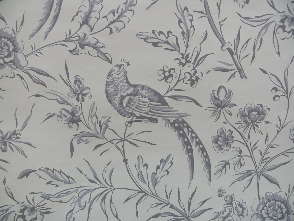 Scalamandre Aviary Wallpaper Bird Chinioserie Grey White Singl $40 ...