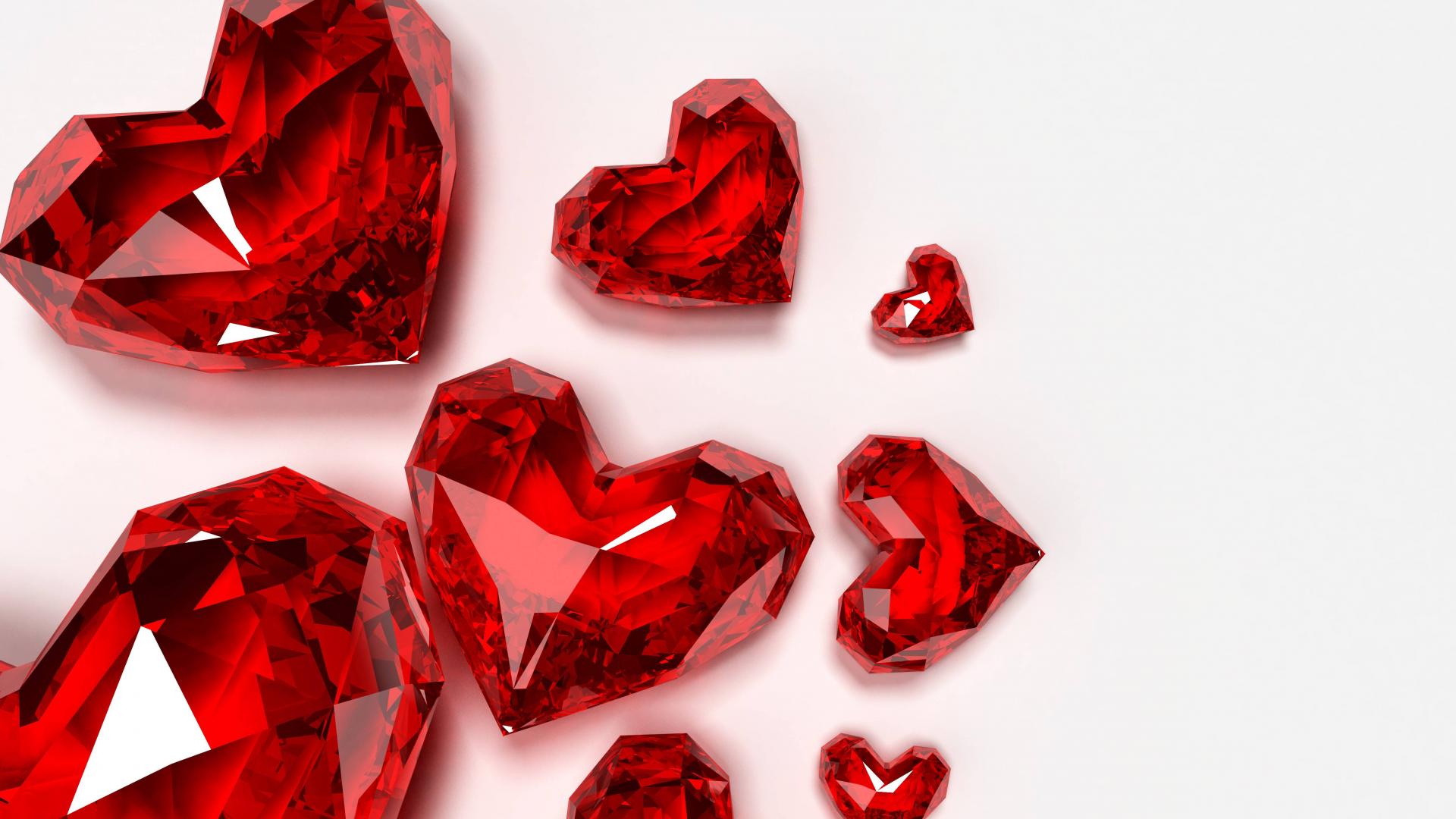 Red crystal crystals hearts wallpaper - - High Quality