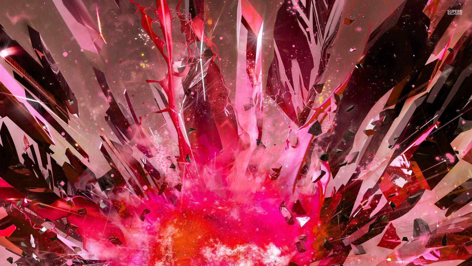 Pink exploding crystals Desktop and mobile wallpaper Wallippo