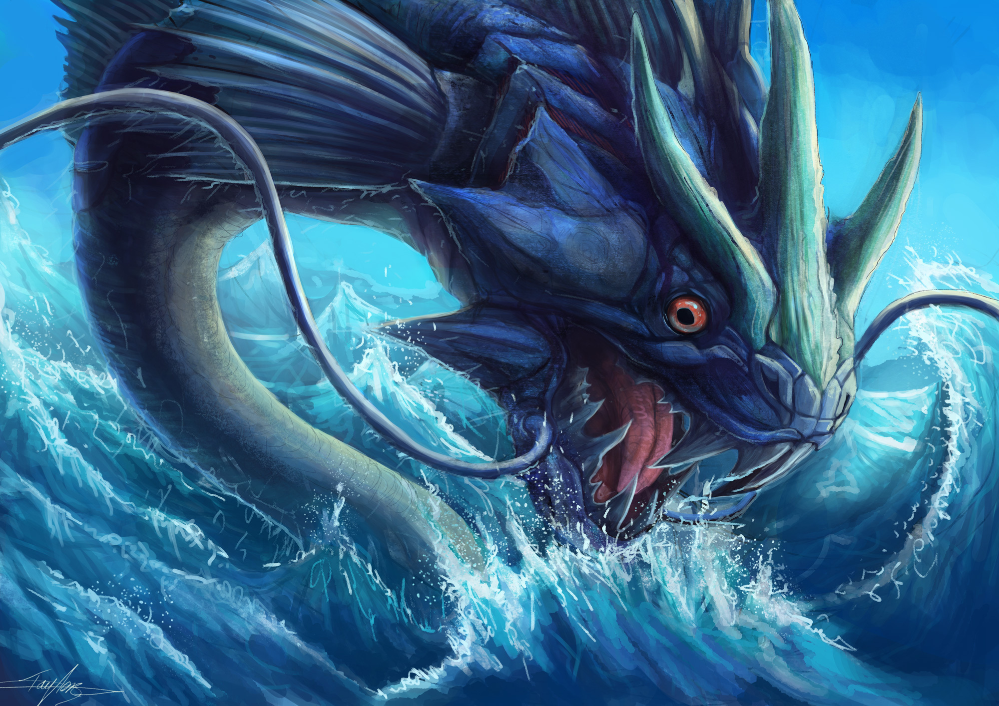 Dragon Chinese ocean sea monster wallpaper | 2000x1414 | 136306 ...