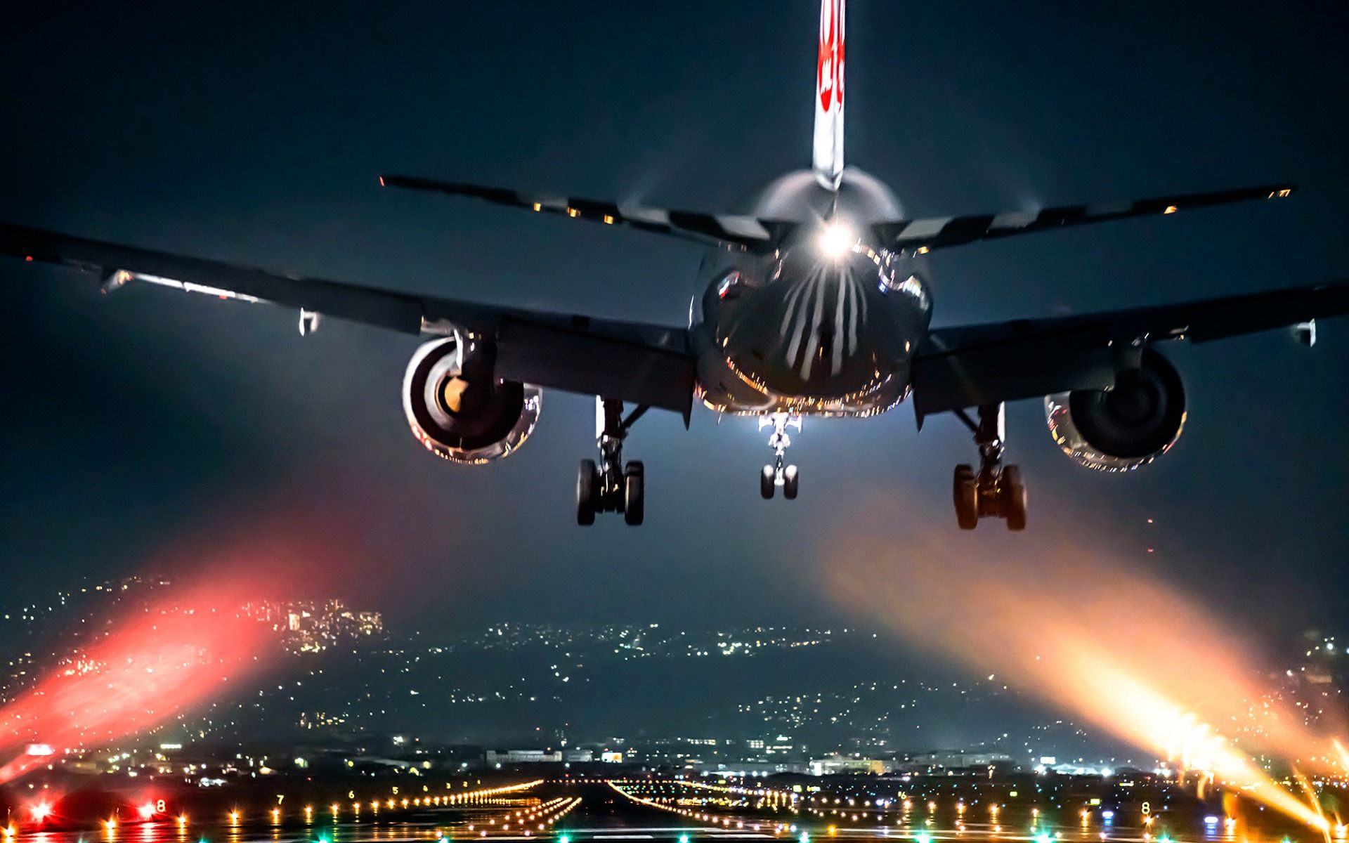 Airplane Take Off at Night Wallpaper HD Free Download Desktop