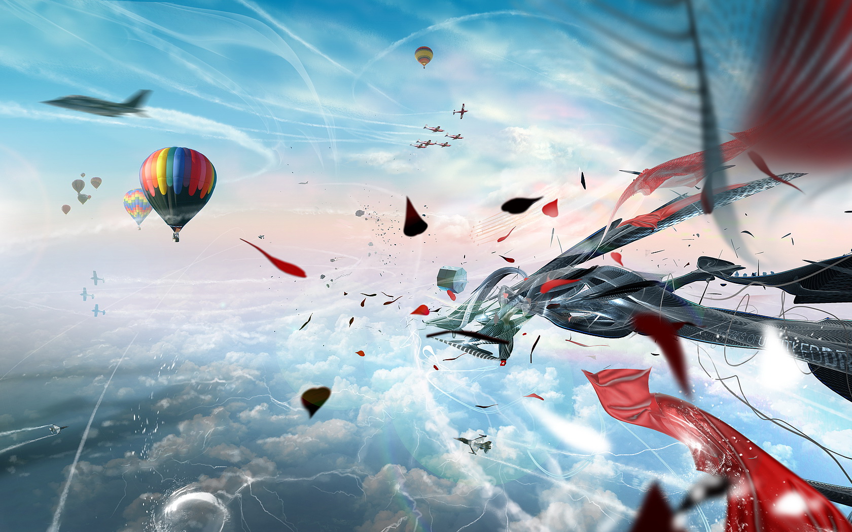 1680x1050 Airplane and balloon desktop PC and Mac wallpaper