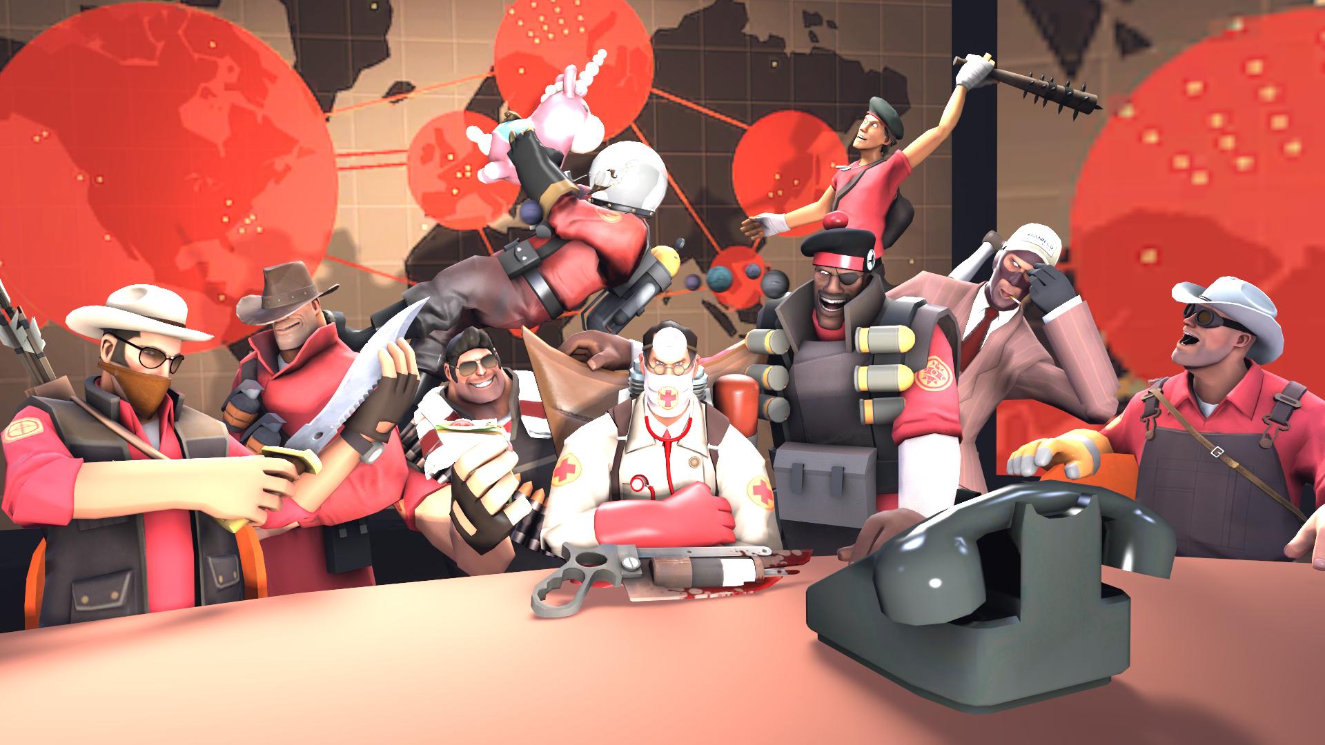 My Highlander team's Pyro made a wallpaper of us. I'm going to try ...