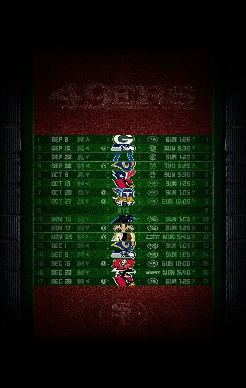 49ers schedule background for your iOS7 lockscreen - (credit to /u ...