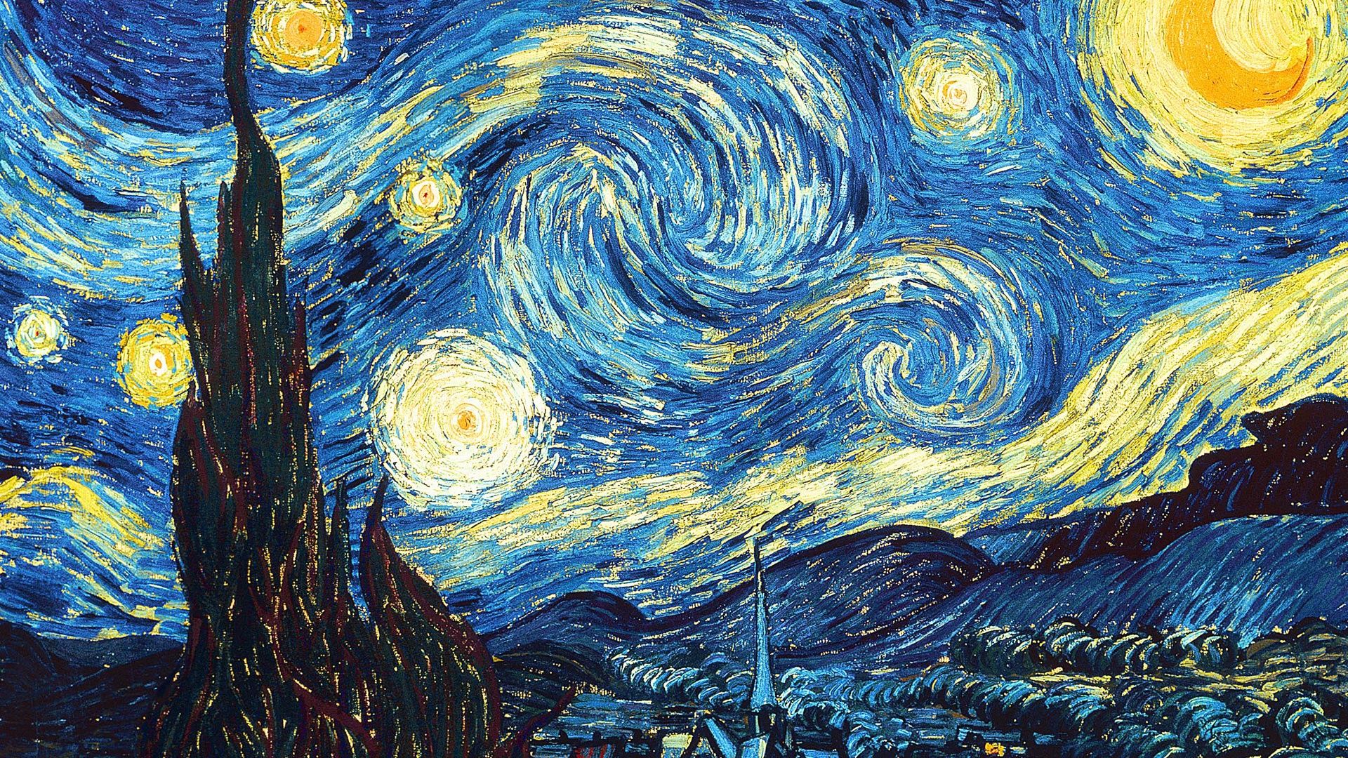 Vincent van Gogh Starry Night Wallpaper 1920x1080 resolution