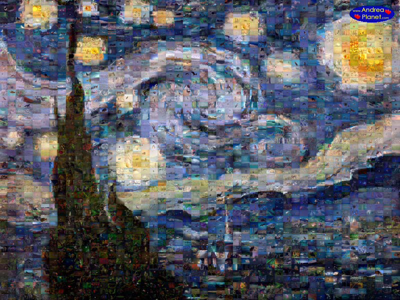 A Starry Night - Van Gogh Art - Free photographic mosaic Wallpaper