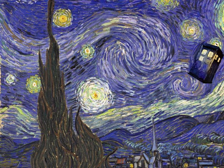 Vincent van Gogh Starry Night and the Tardis (Doctor Who) computer ...