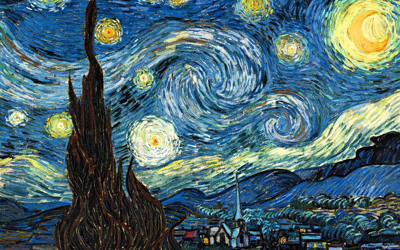 Download 1280x720 Starry Night by Van Gogh Painting Wallpaper