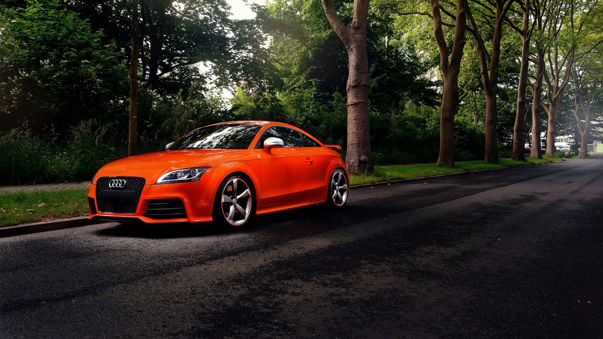 Bright Orange Audi TT In The Street Front Angle View desktop ...