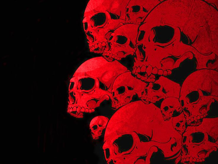 Blue fantasy alien women Red skull wallpaper Skulls