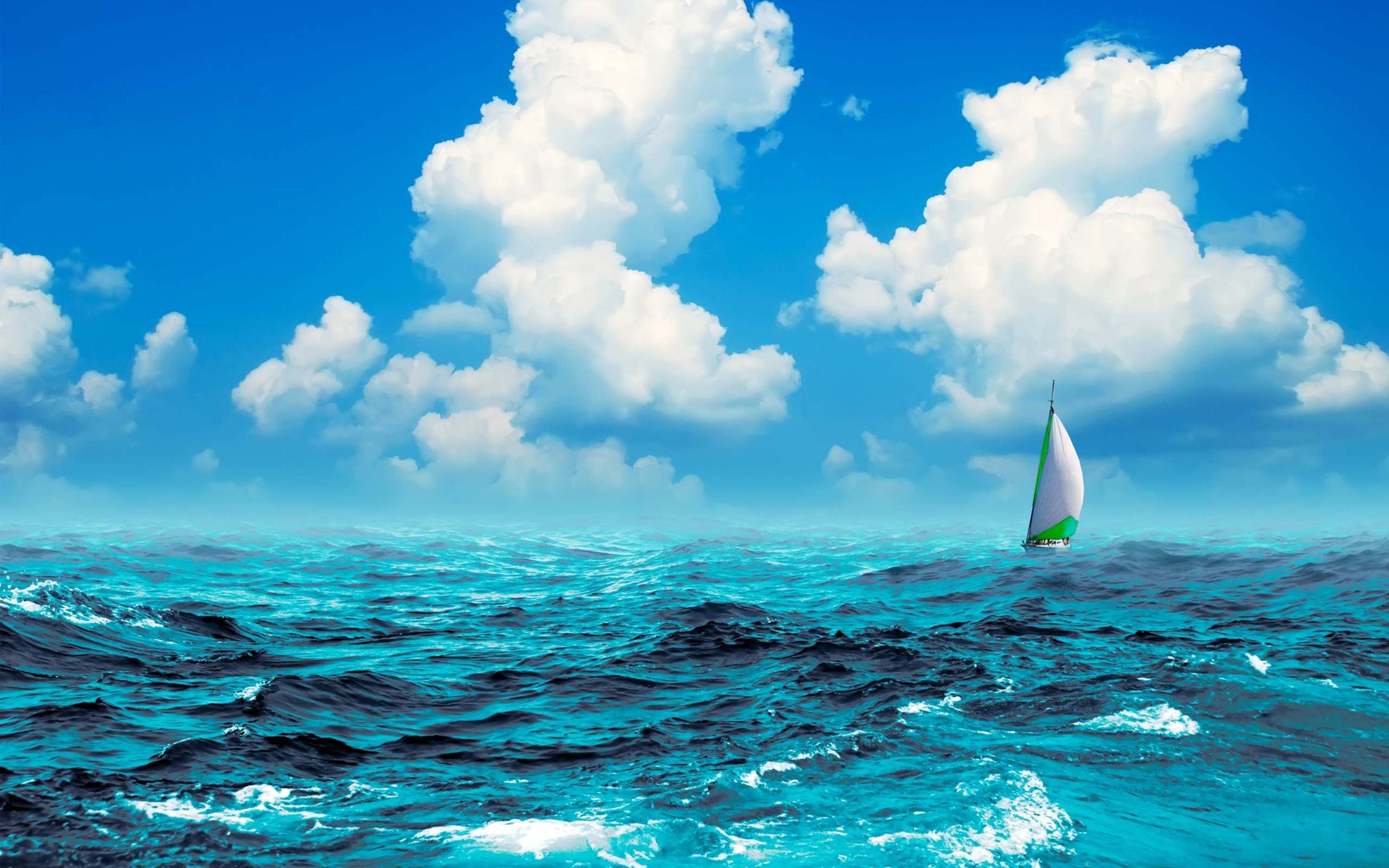Sail, Boat, In, The, Sea, Desktop, Background, Wallpaper, Sea ...