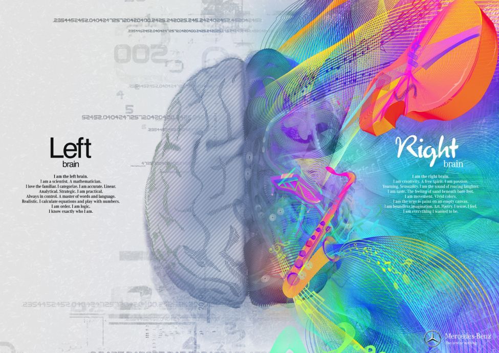 Left Brain / Right Brain Gorgeously Illustrated Mercedes Benz Ads