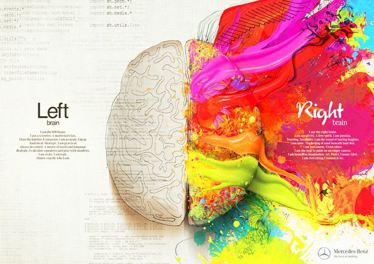This is a great Mercedes Benz ad - left brain vs right brain ...