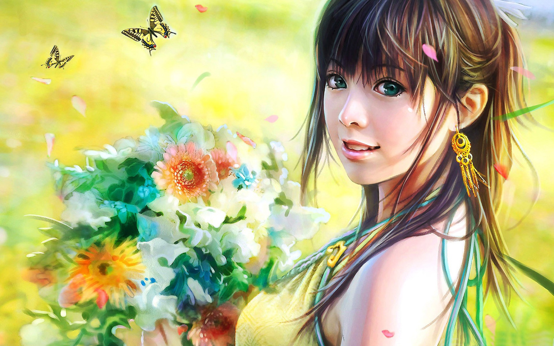 Smiling girl Amazing Artistic Painting Wallpaper - 1920x1200