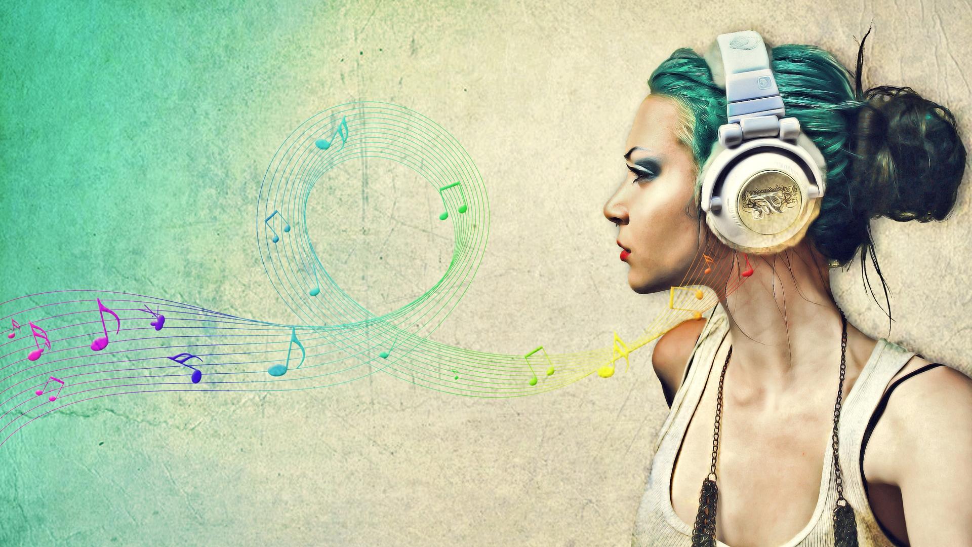 Art Girl Listening Music Headphone Wallpaper H #4355 Wallpaper ...
