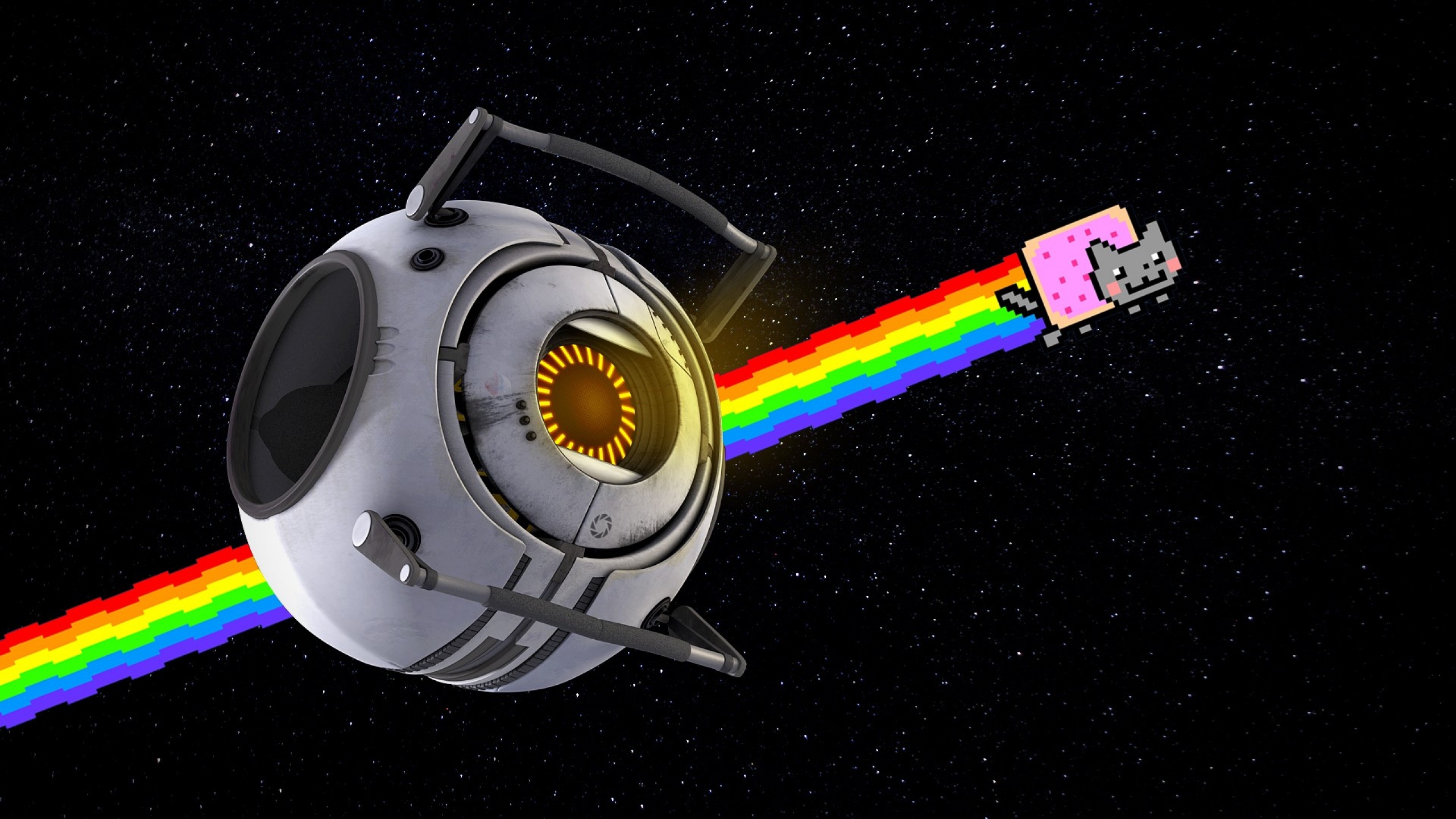 Download Wallpaper 2560x1440 Nyan cat, Rainbow, Positive, Space ...