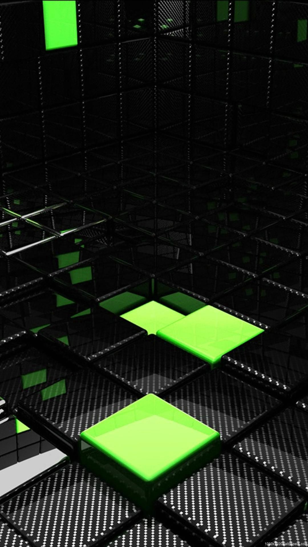 1080x1920 Cool Black Green Cube Wallpapers HD