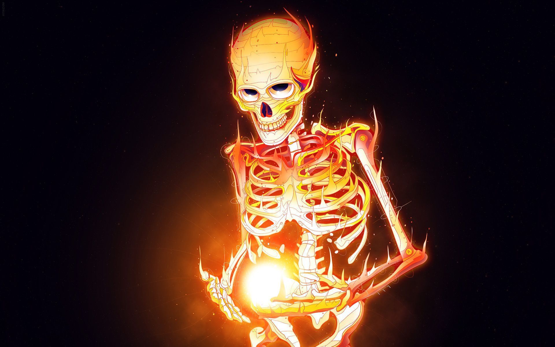 Fantasy Skeleton Fire Glow 3D Wallpaper Full H 33810 Full HD ...