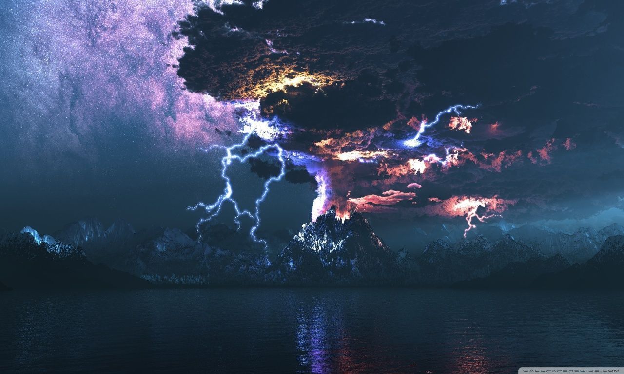 Volcano Eruption Lightning HD desktop wallpaper : High Definition ...
