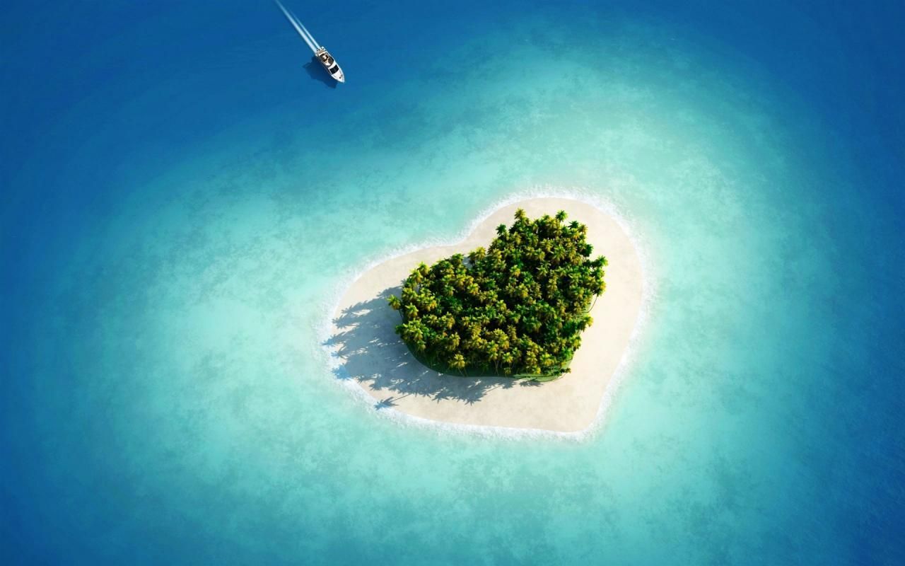 Romantic heart-shaped island hd wallpaper backgrounds 1280x800 ...