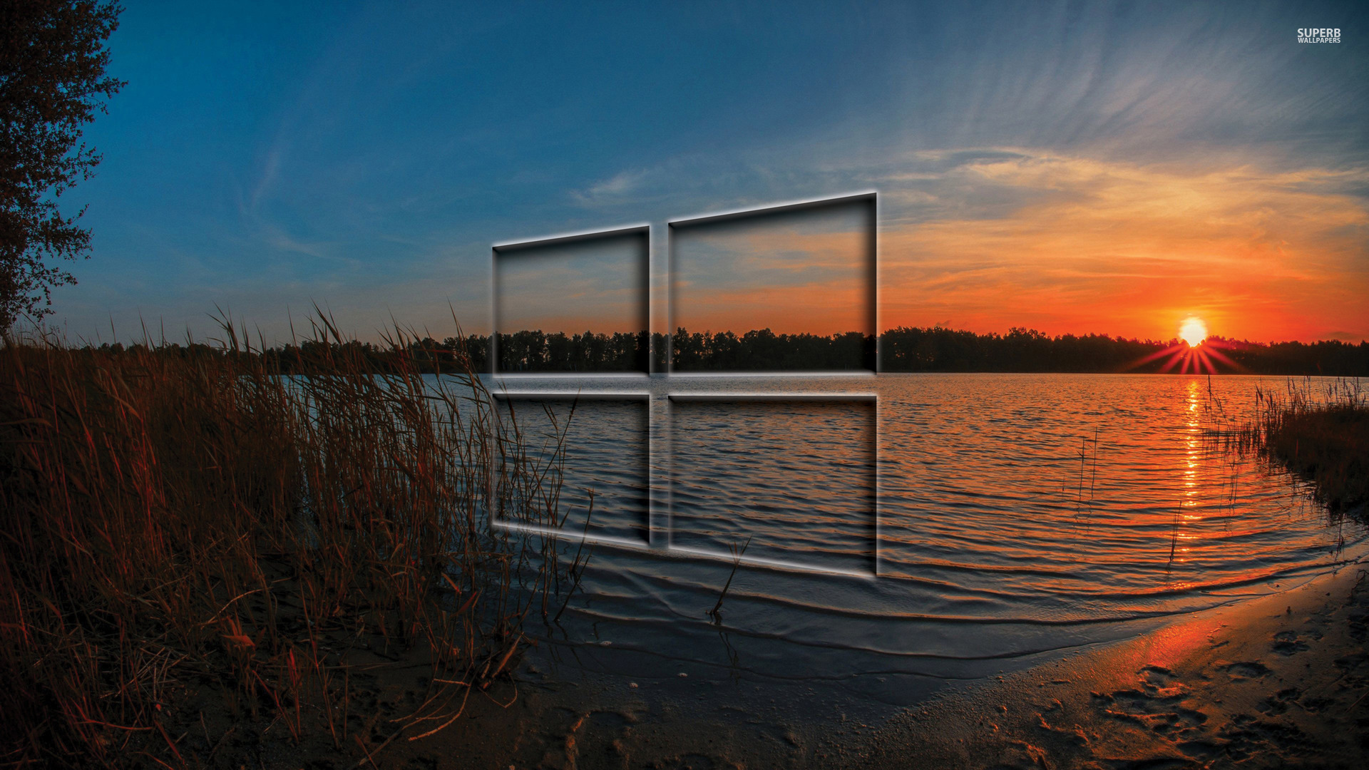 Windows 10 transparent logo in the sunset wallpaper - Computer ...