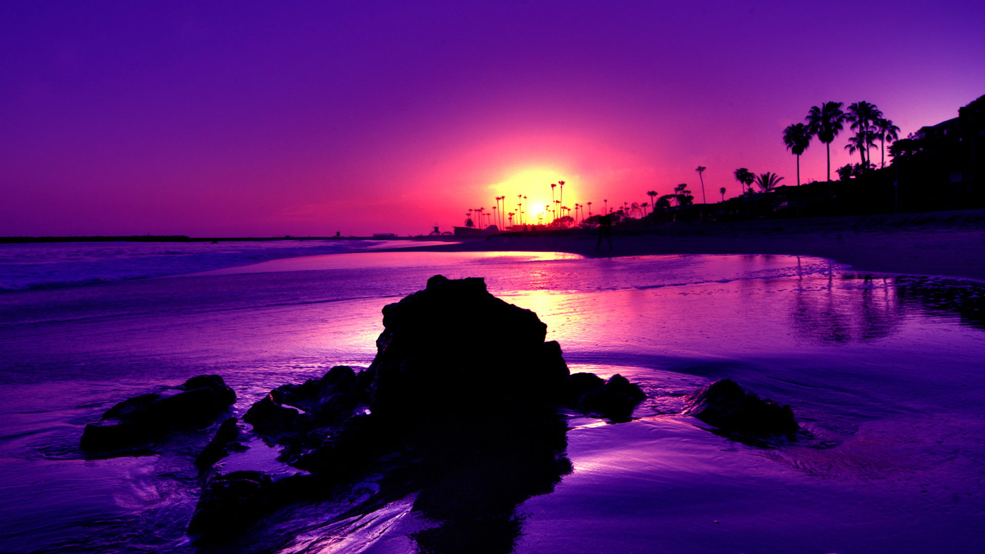 Purple Beach Sunset wallpaper | 1920x1080 | #15515