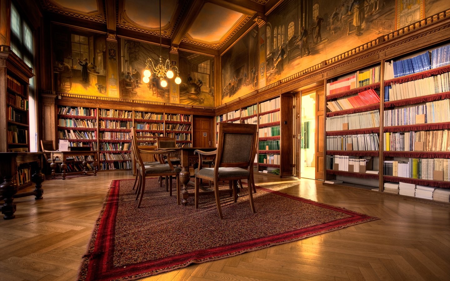 books bookshelf brown chairs indoors interior library room #aoAe