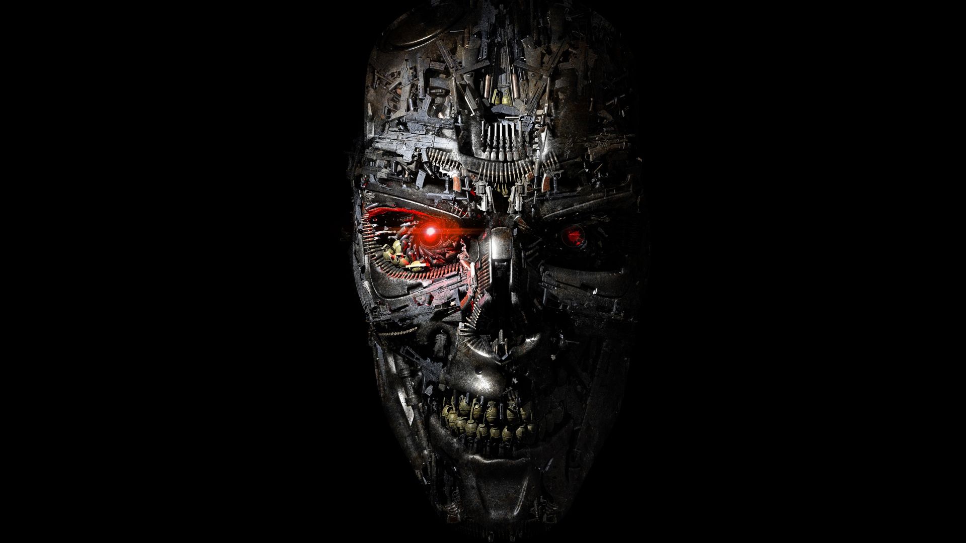 Full HD Wallpaper terminator genesys robot skull gun face, Desktop ...