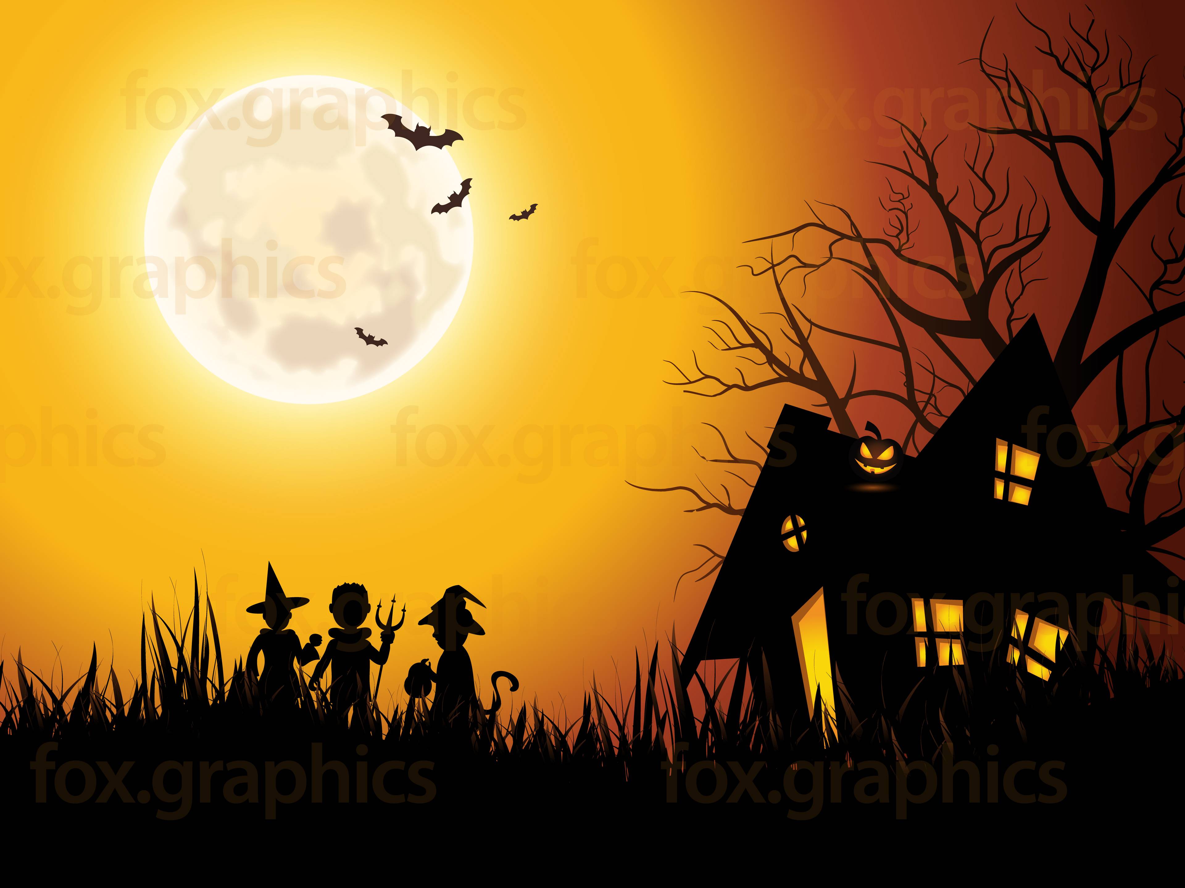 Spooky house background - Fox Graphics