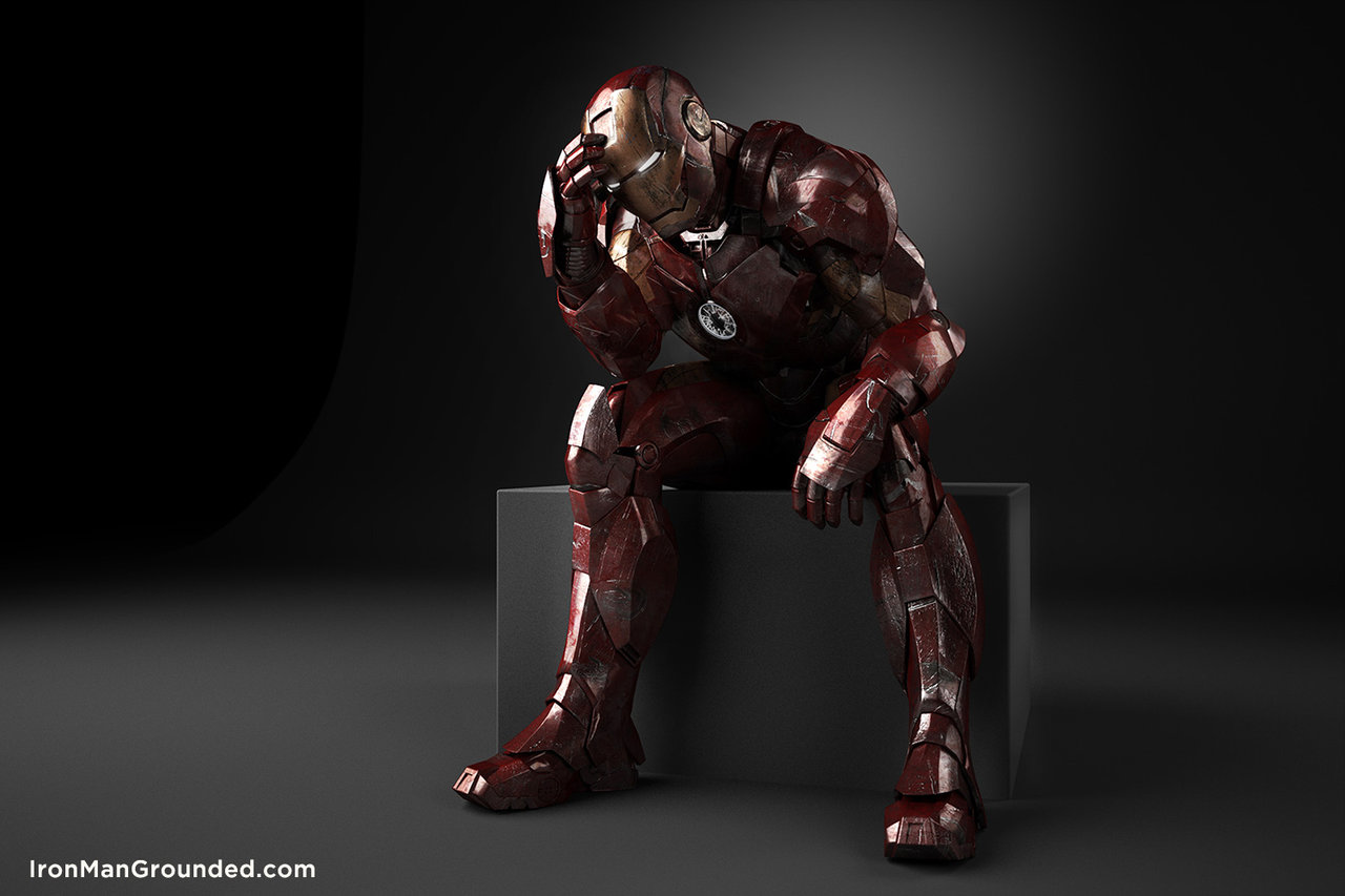 1 Iron Man Grounded The Thinker by raffael3d on DeviantArt