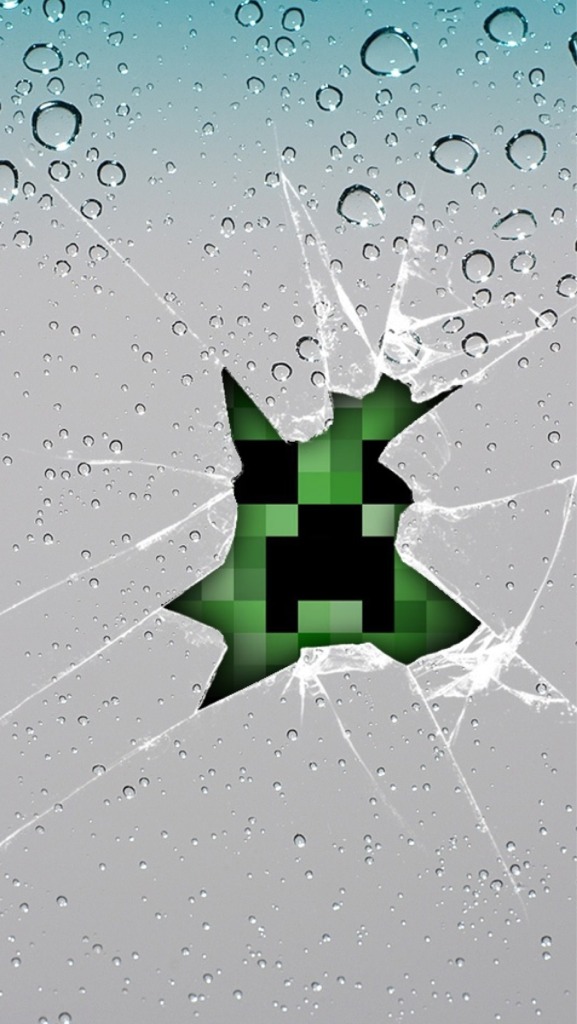 Creeper Busting Through Your Phone Screen Iphone 5 Wallpaper