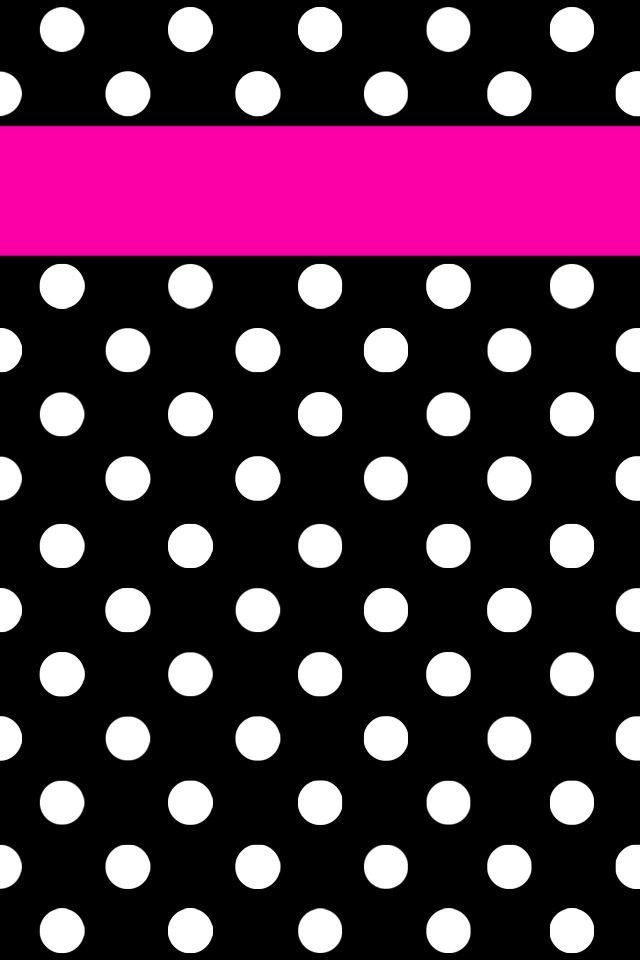 Pink strip, black/ white polka dots | iPhone wallpaper | Pinterest ...