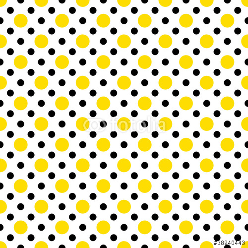 Yellow & Black Polka Dots on White Background Wallpaper Stock
