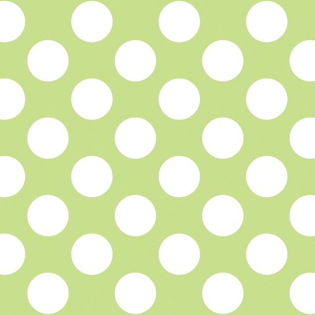 Polka Dot Green / White Removable Wallpaper - Contemporary