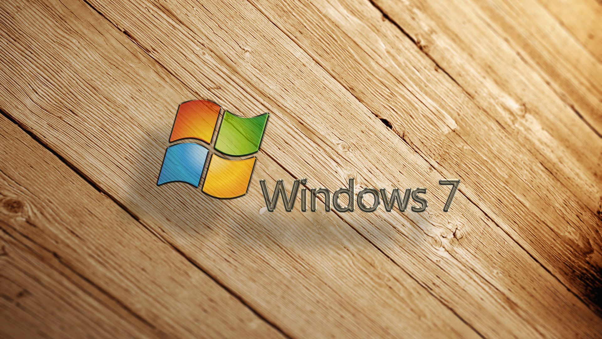 Windows 7 logo on the wood Wallpaper 26032