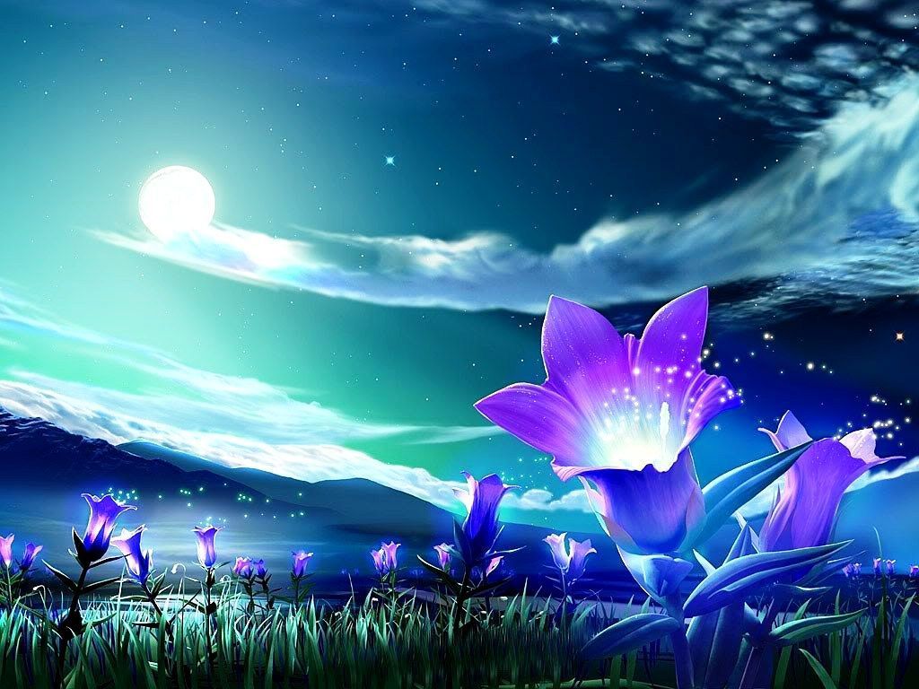 Download Free Animated For Desktop Flowers Emit Blue Light