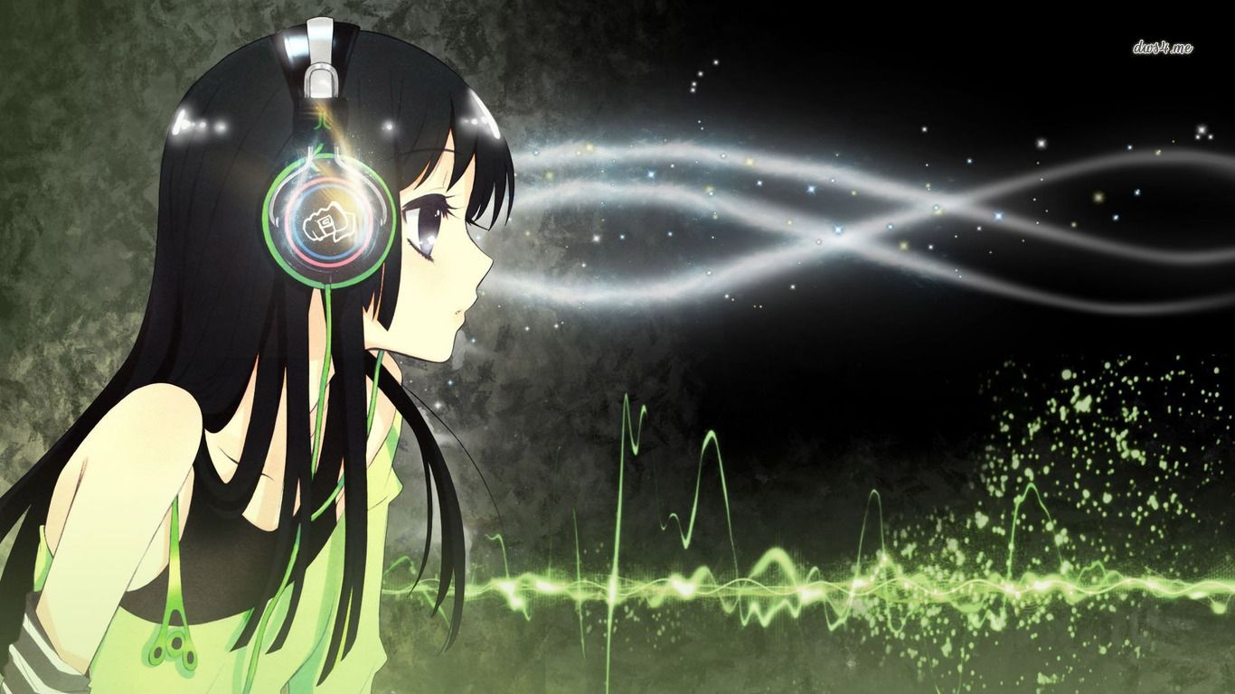 Girl with headphones wallpaper - Anime wallpapers