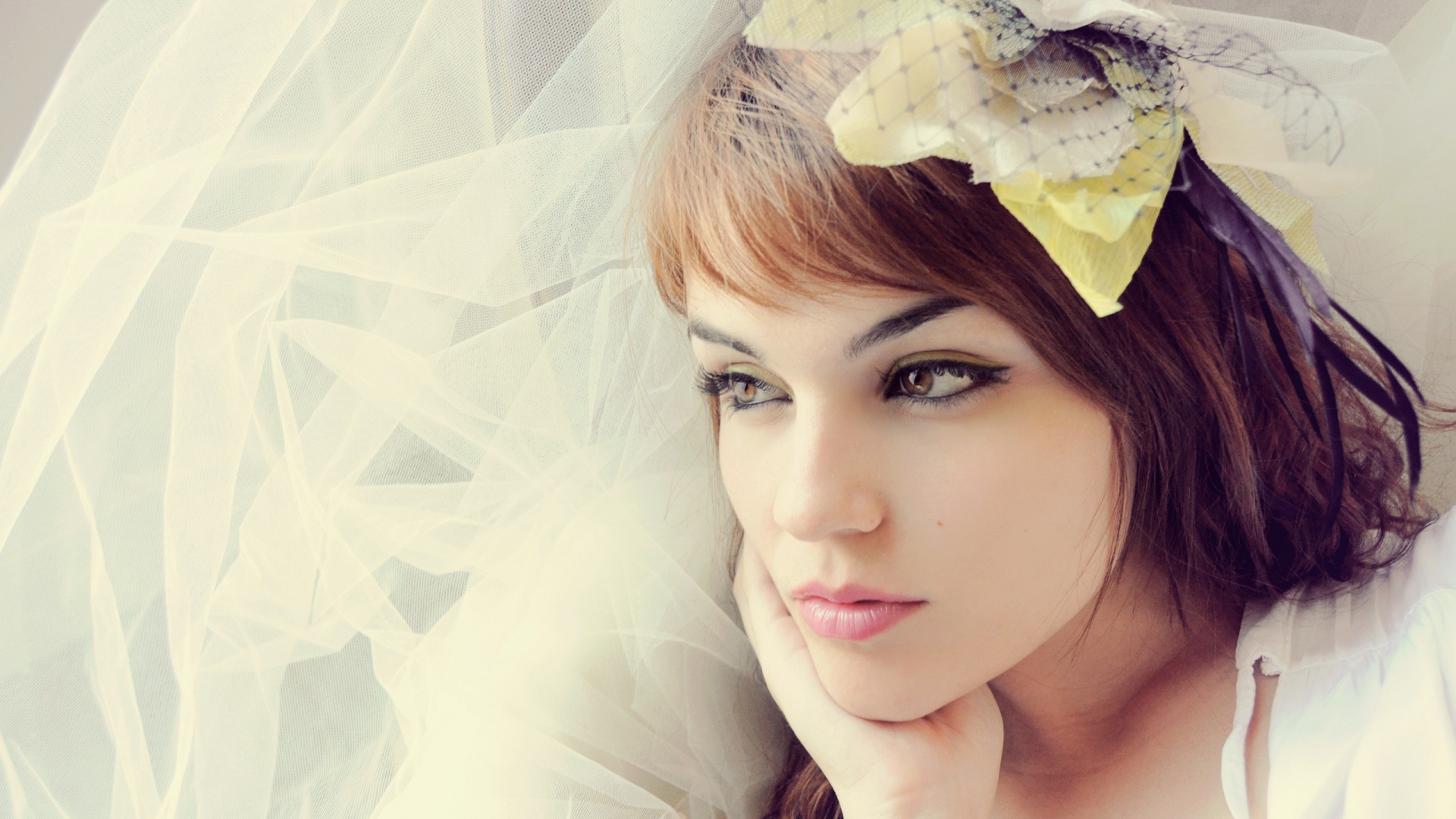 Download Wallpaper 1920x1080 Girl, Veil, Style, Beautiful, Face ...