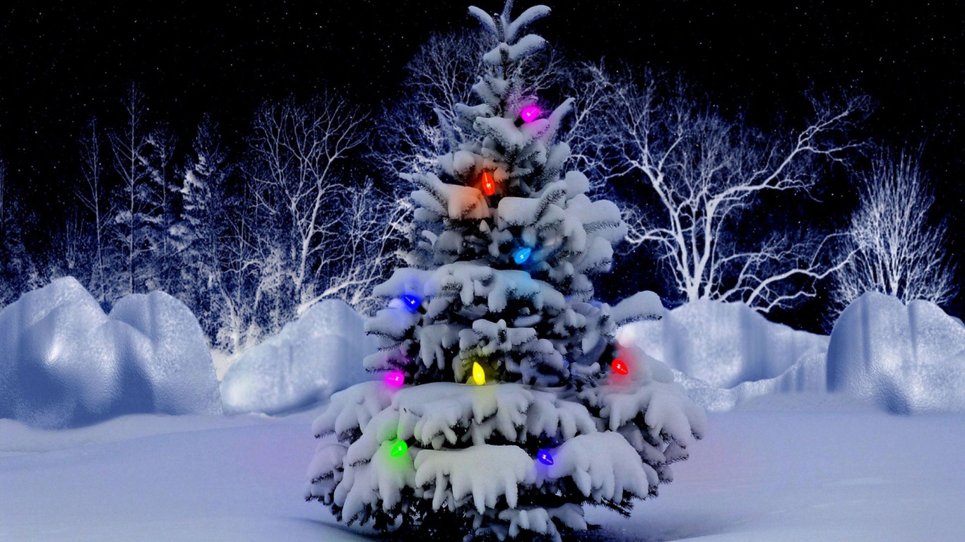 Christmas Lights Snow Desktop Background | Background Idea