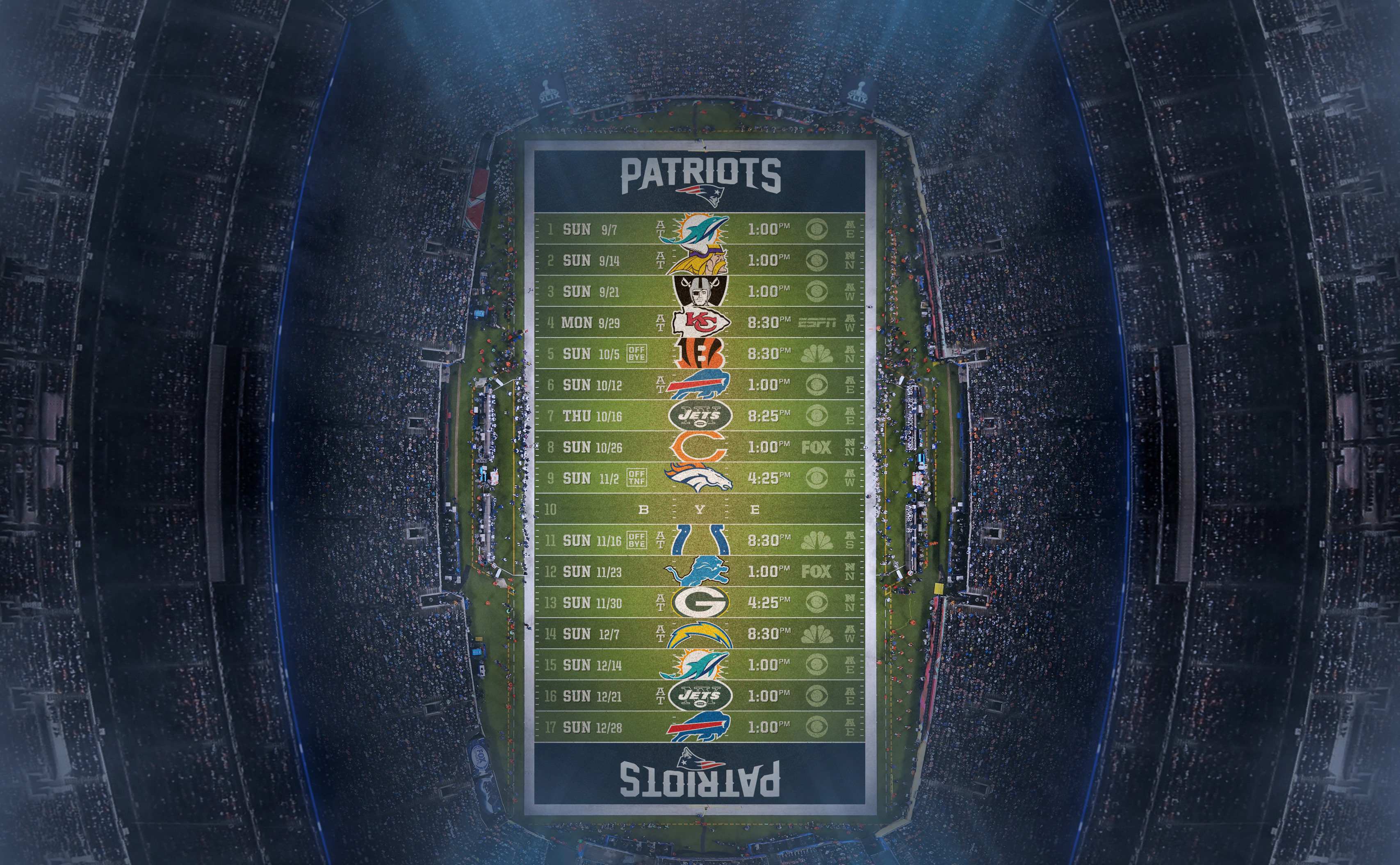 2014 New England Patriots NFL Schedule Background