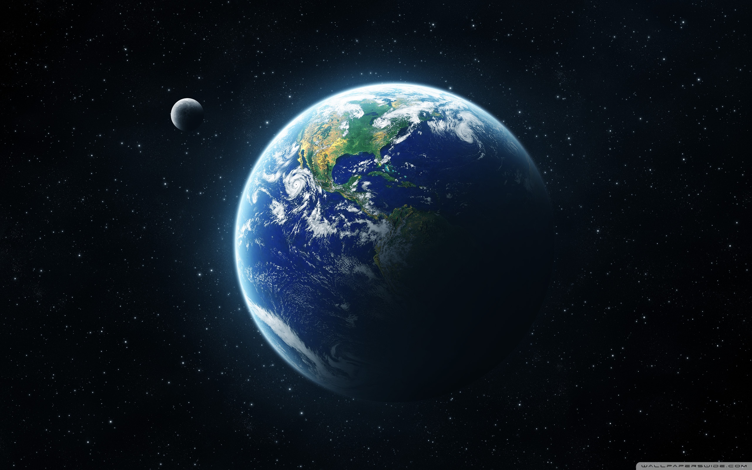 Earth And Moon From Space HD desktop wallpaper : High Definition ...