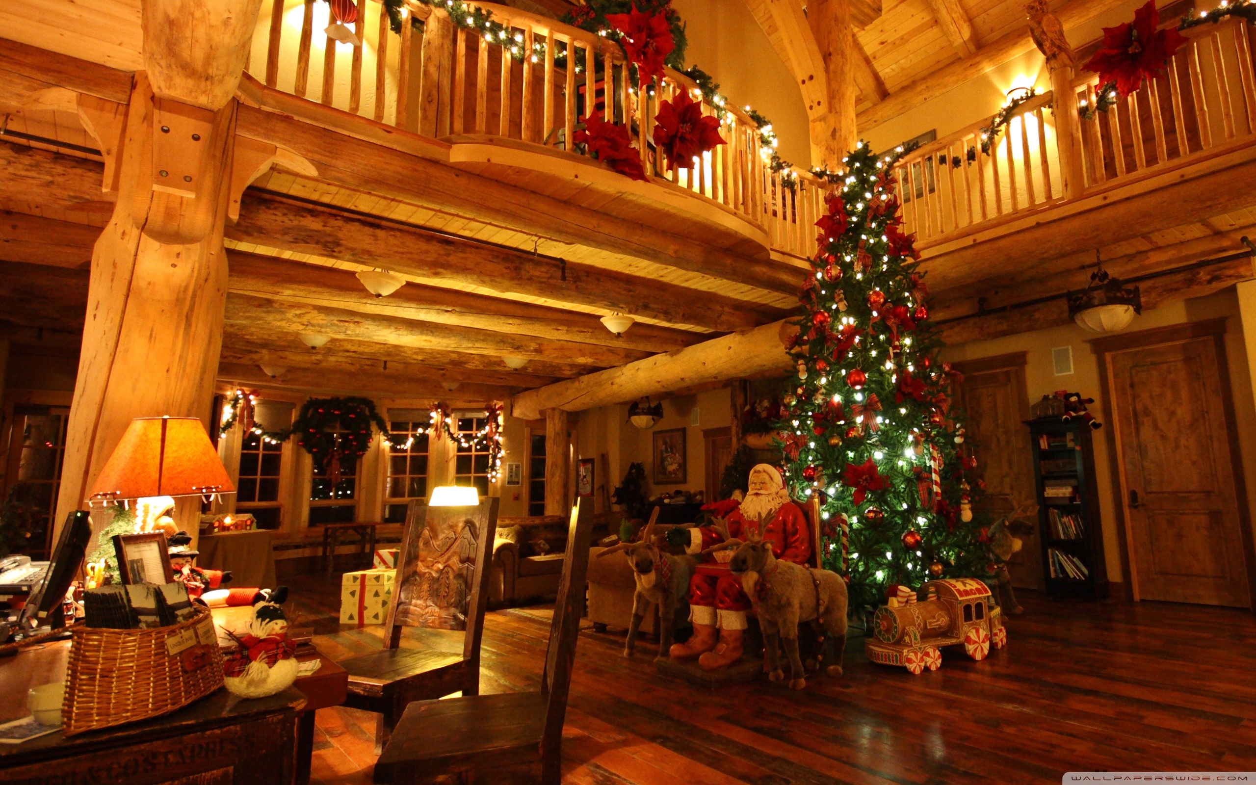 Lodge at Christmas Time Wallpaper Full HD 2560x1600 - Free