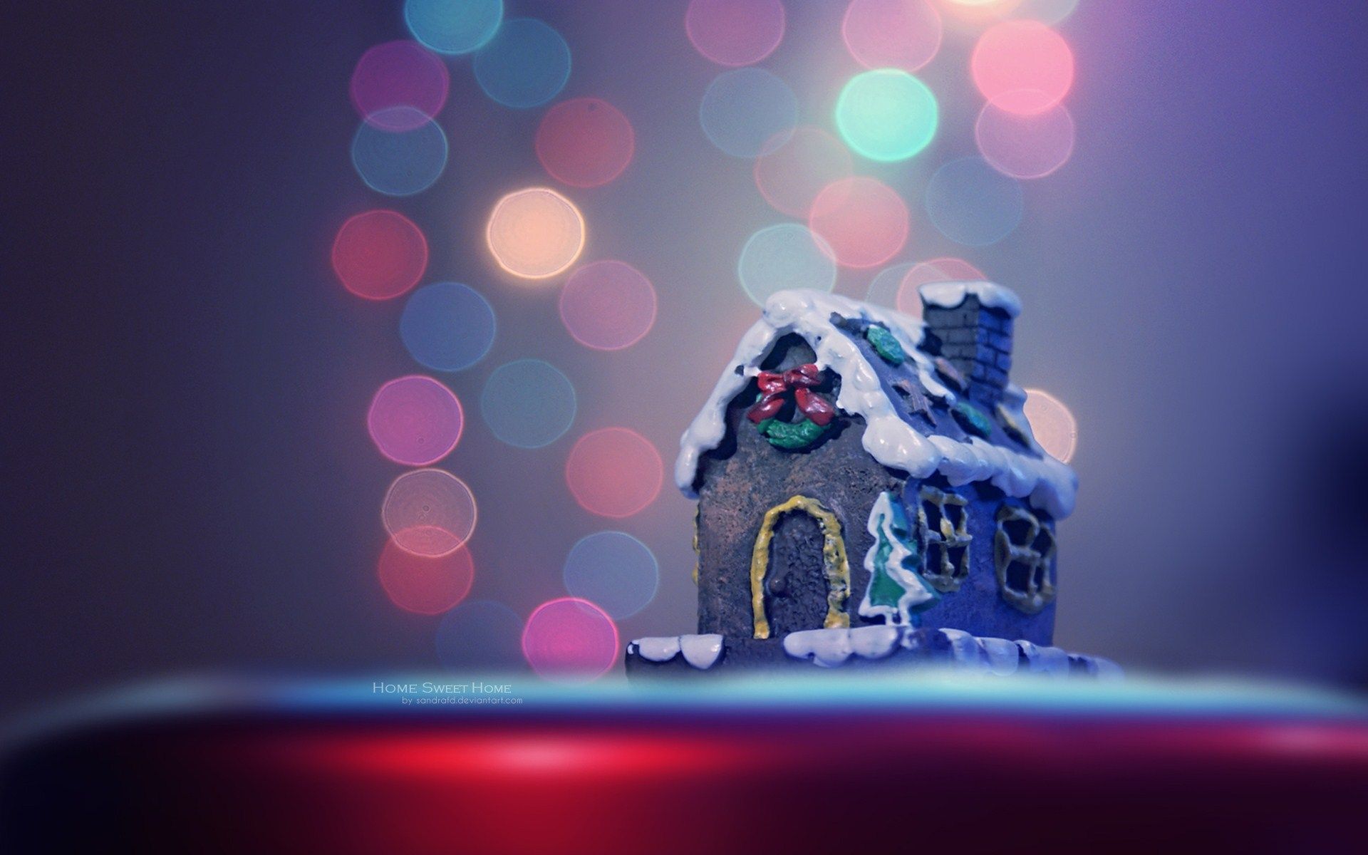colors bokeh, Christmas day 2014, snow house, lights, sony, hd