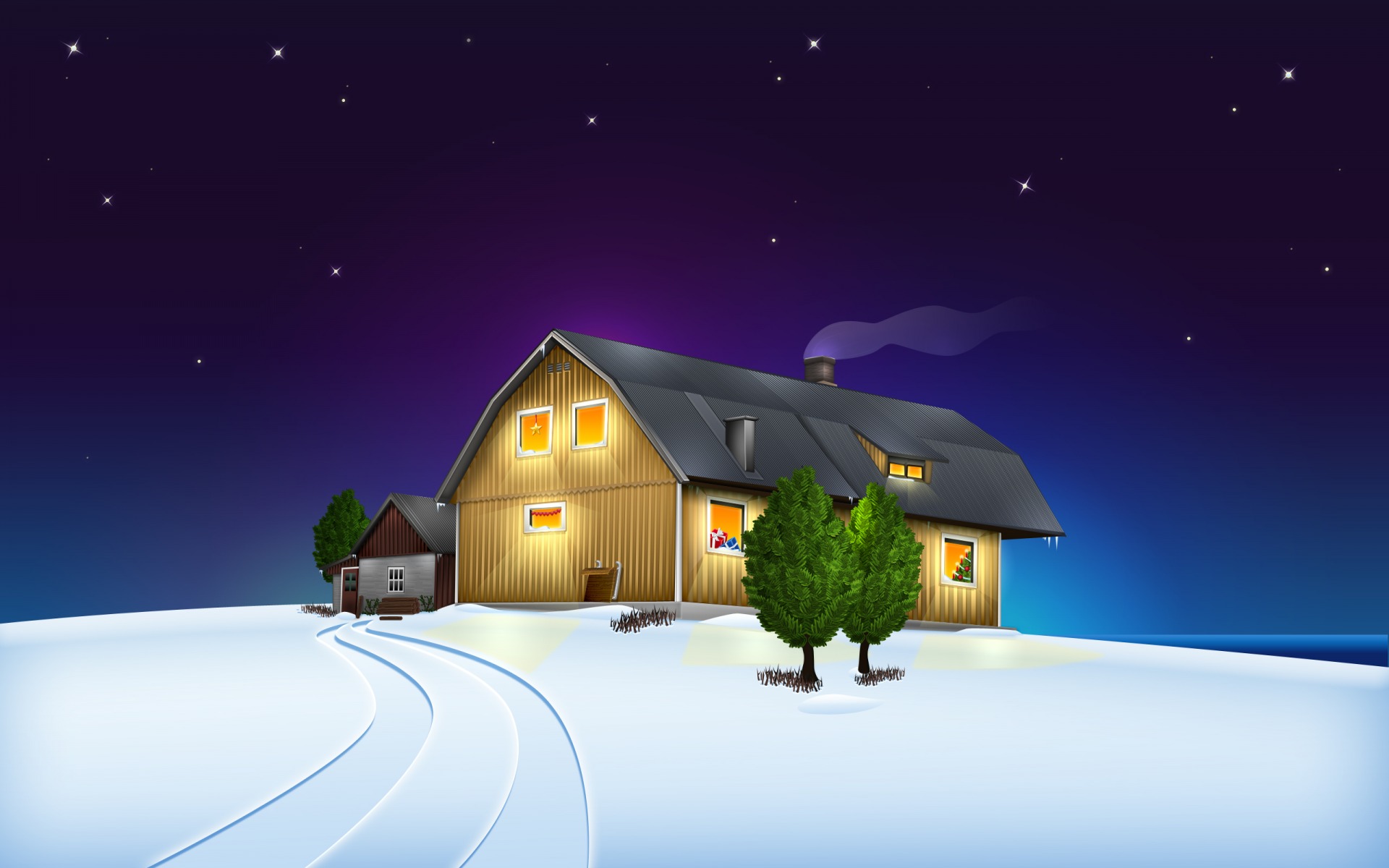 Christmas House Desktop Wallpapers | WallpaperCow.com