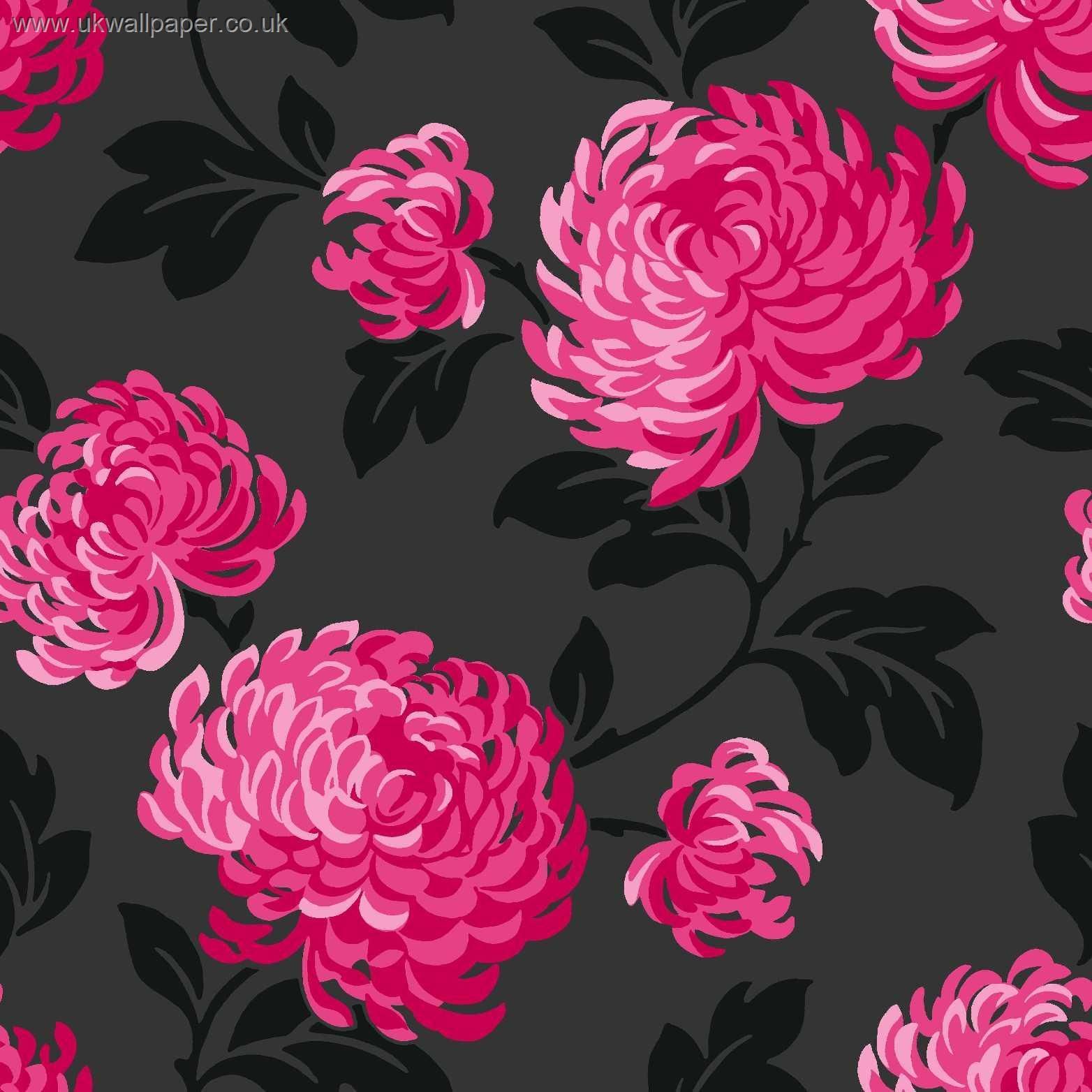 Gallery for - black pink flowered wallpaper