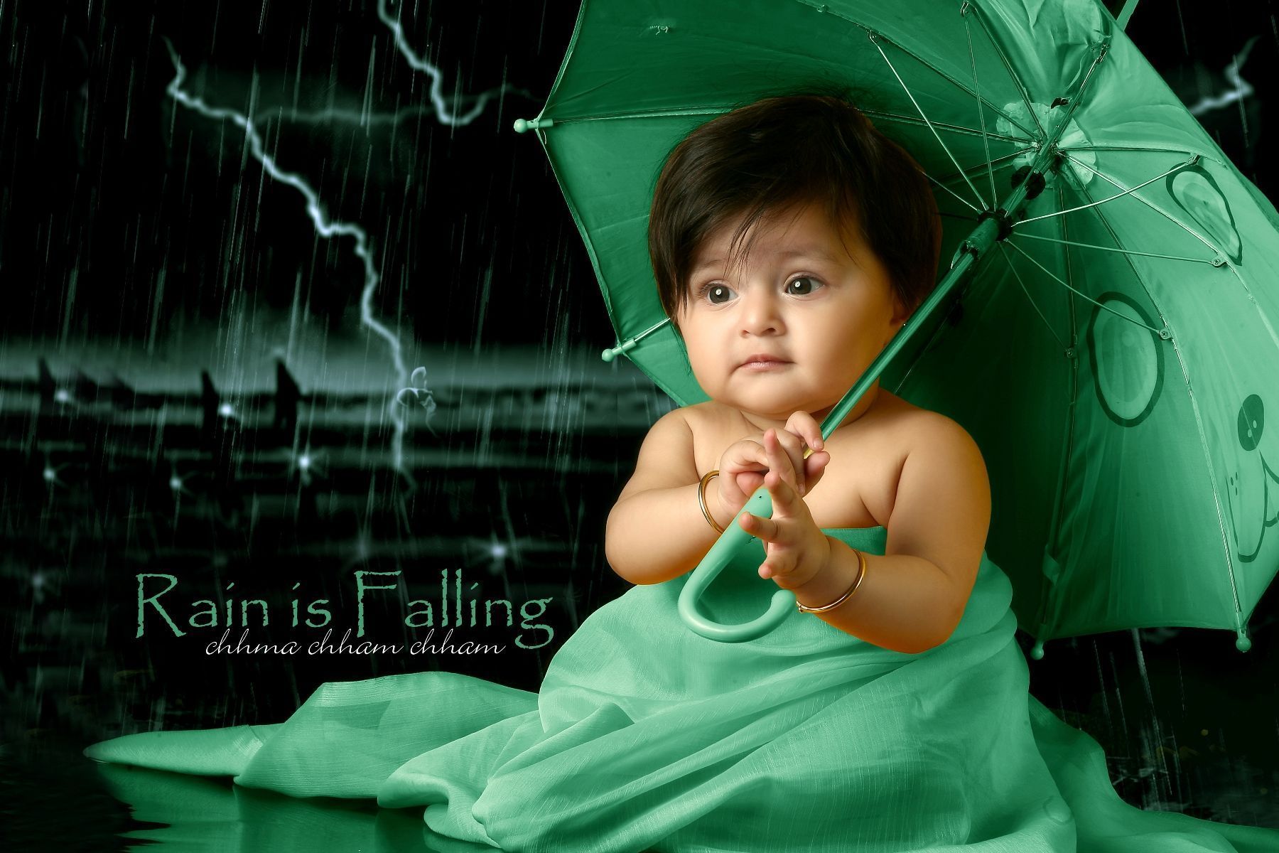 Baby In Green Dress | HD Cute Wallpapers for Mobile and Desktop